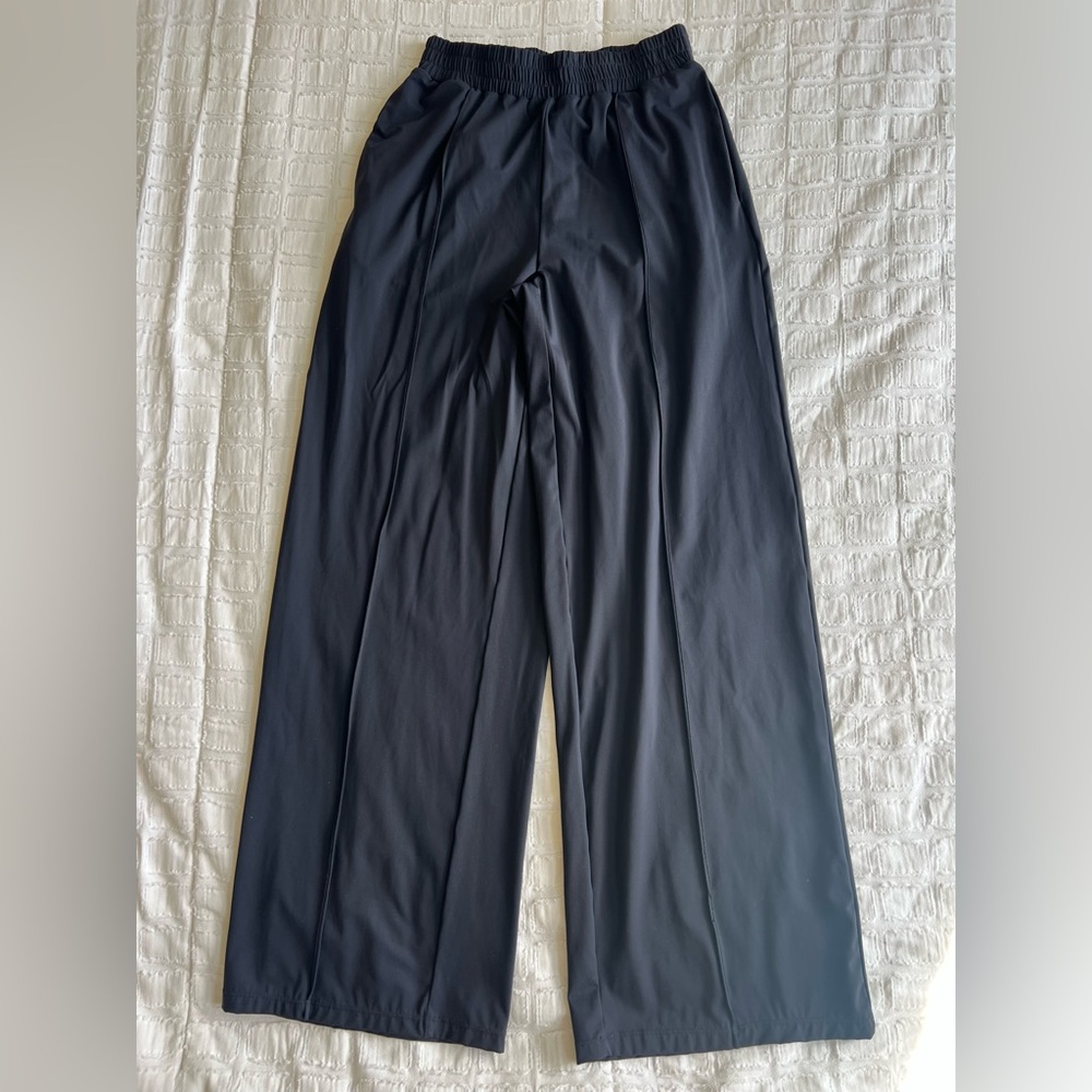 Oysho Black Pull-On Wide Leg Pants – Elastic Waist, High Rise, XS